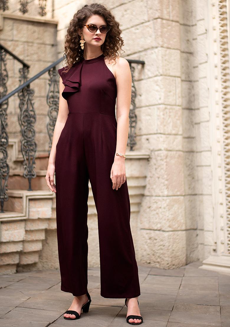 ASOS V Neck Jumpsuit in Wide Leg with Pleat  ASOS