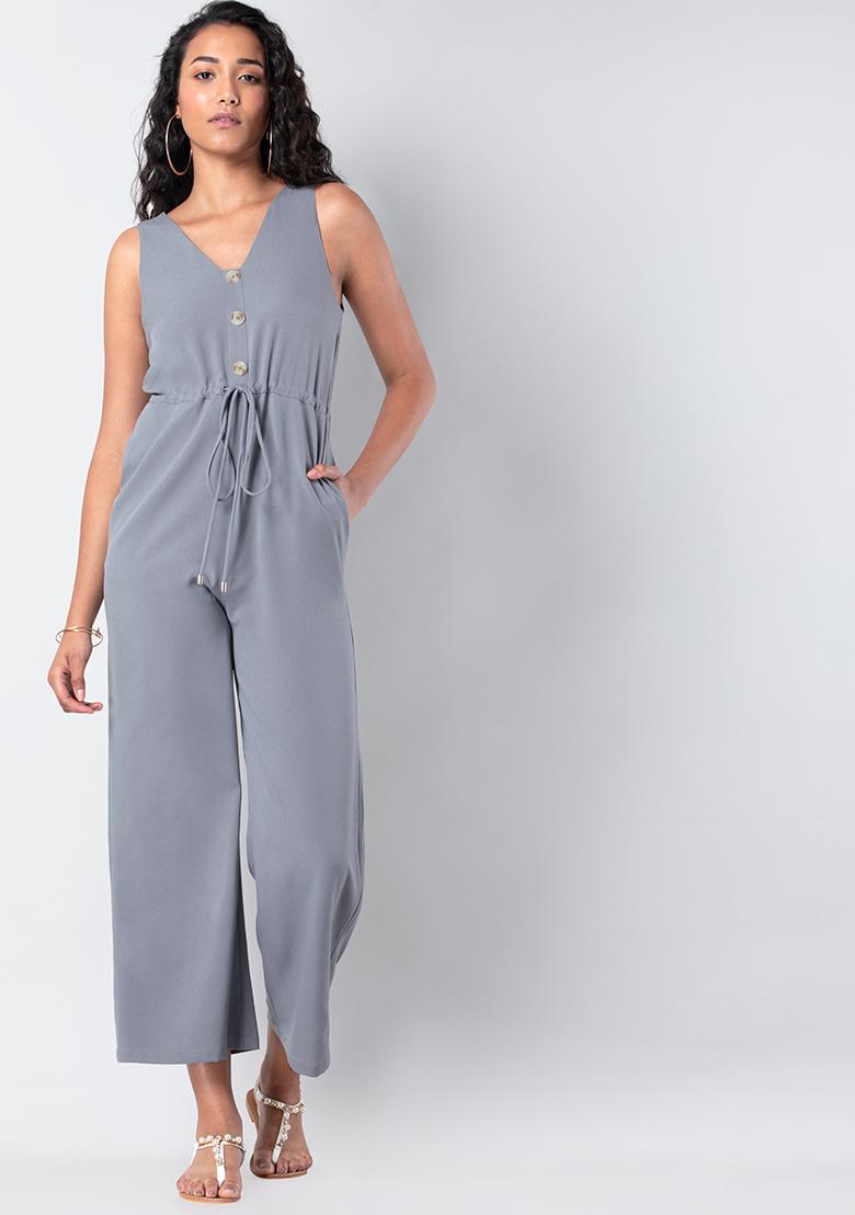 Buy Women Grey Drawstring Waist Jumpsuit Date Night Dress Online India FabAlley