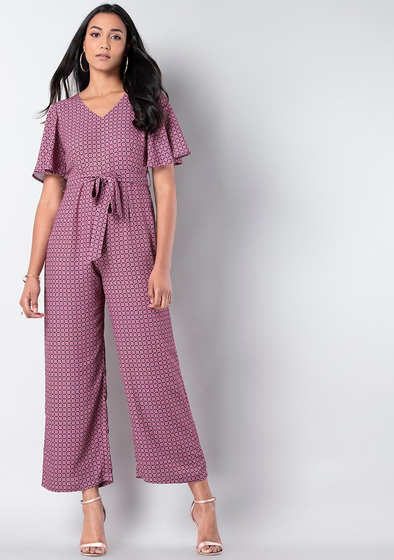pink flared jumpsuit