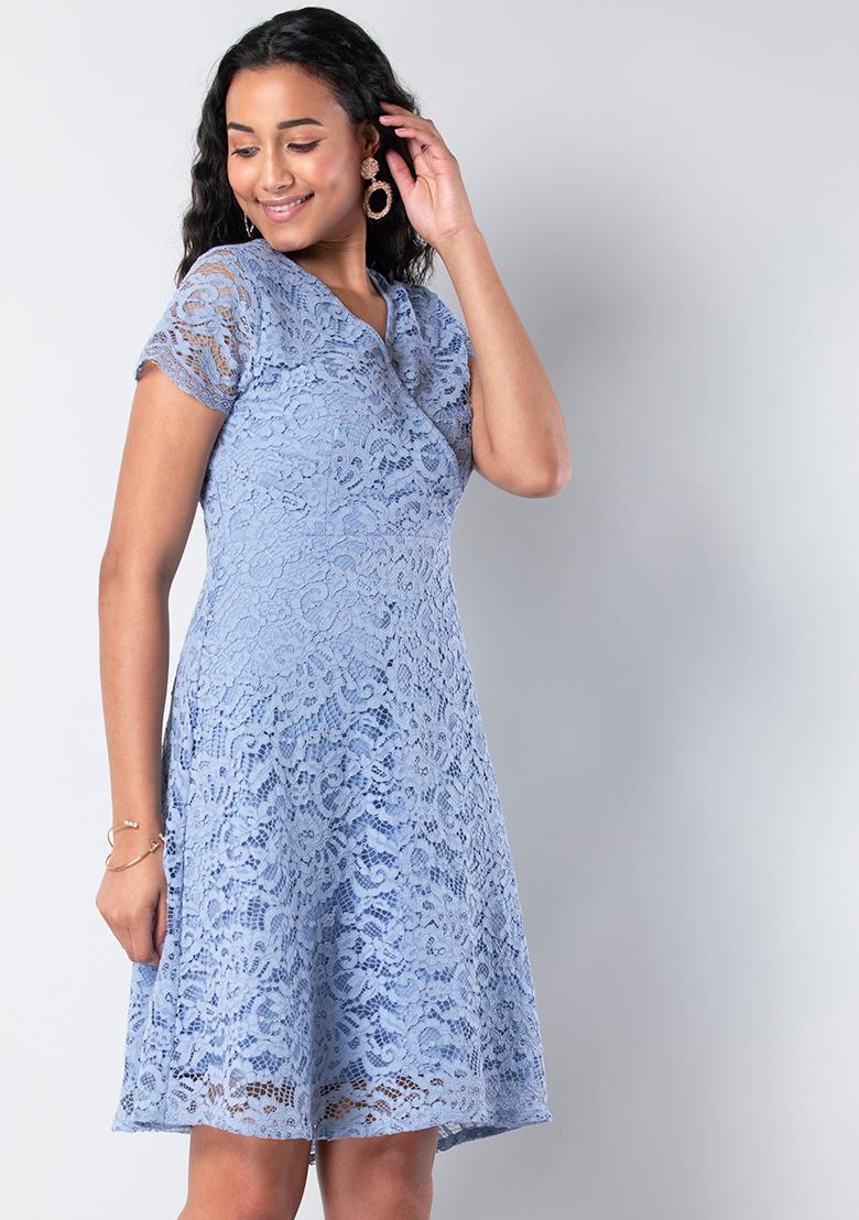 Monica Lace Midi Dress Blue | Evening Dresses | Monsoon US.