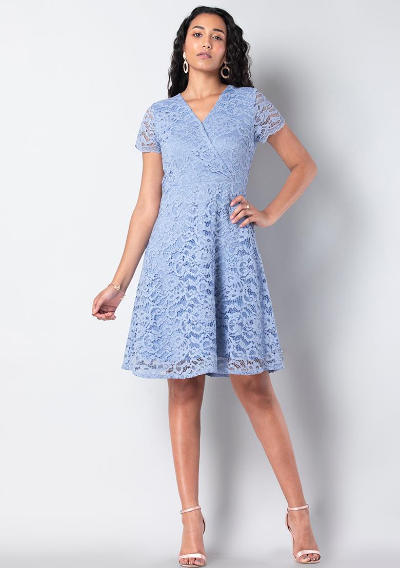 Blue lace dresses | boohoo UK