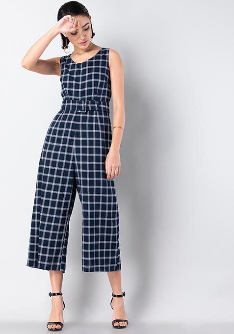 navy striped tie bow palazzo jumpsuit