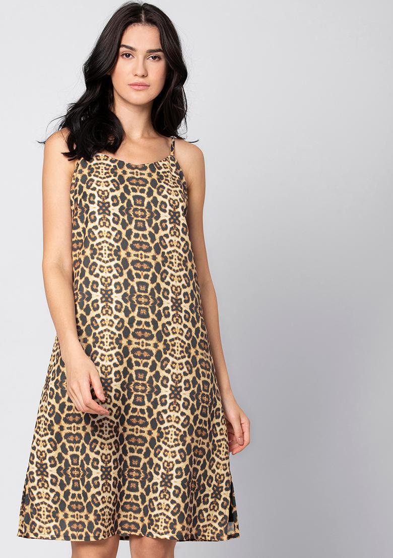 leopard print strappy dress
