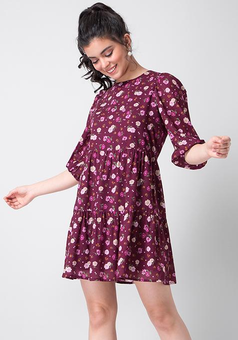 floral maroon dress