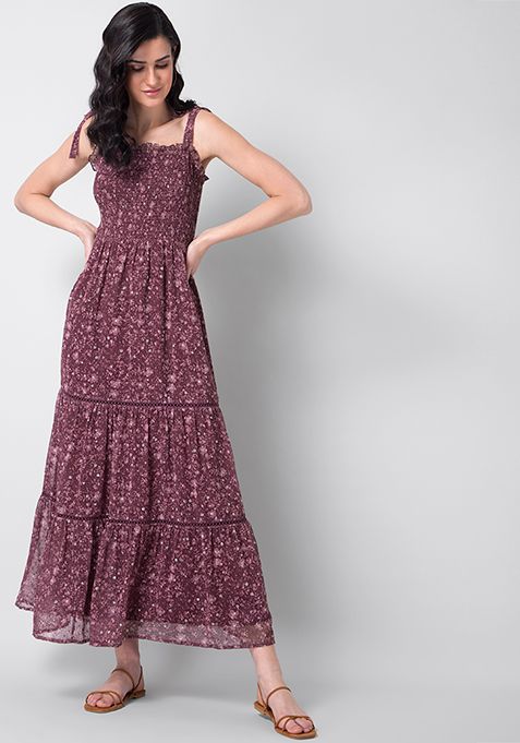 maroon maxi dress online india