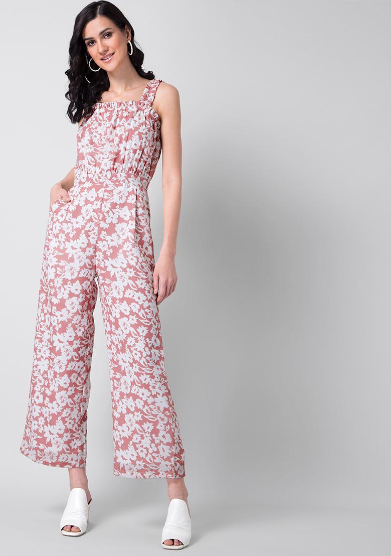 finance Feast distort Buy Women Peach Floral Frilled Jumpsuit - Jumpsuits At Flat 50 Online India  - FabAlley