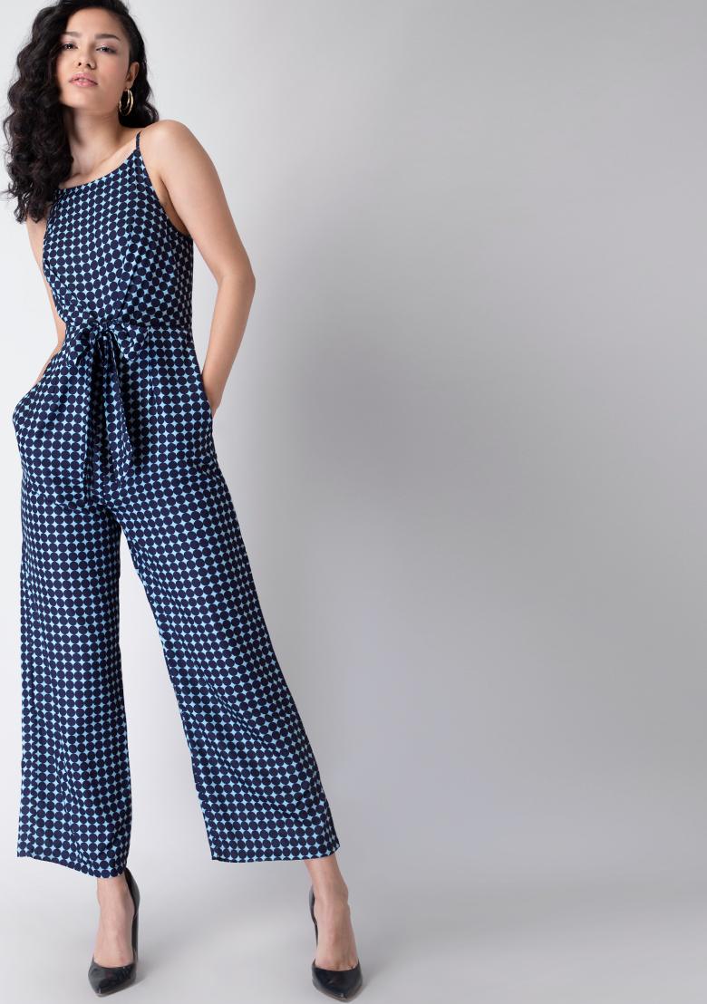 Buy QUIERO Navy Polyester Polka Dot Jumpsuitfor Women Online @ Tata CLiQ