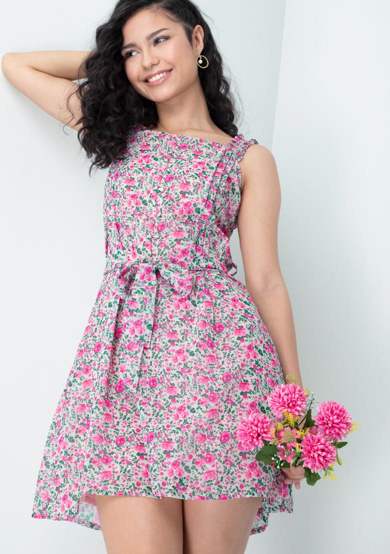 Buy Women Pink Floral Strappy Belted ...