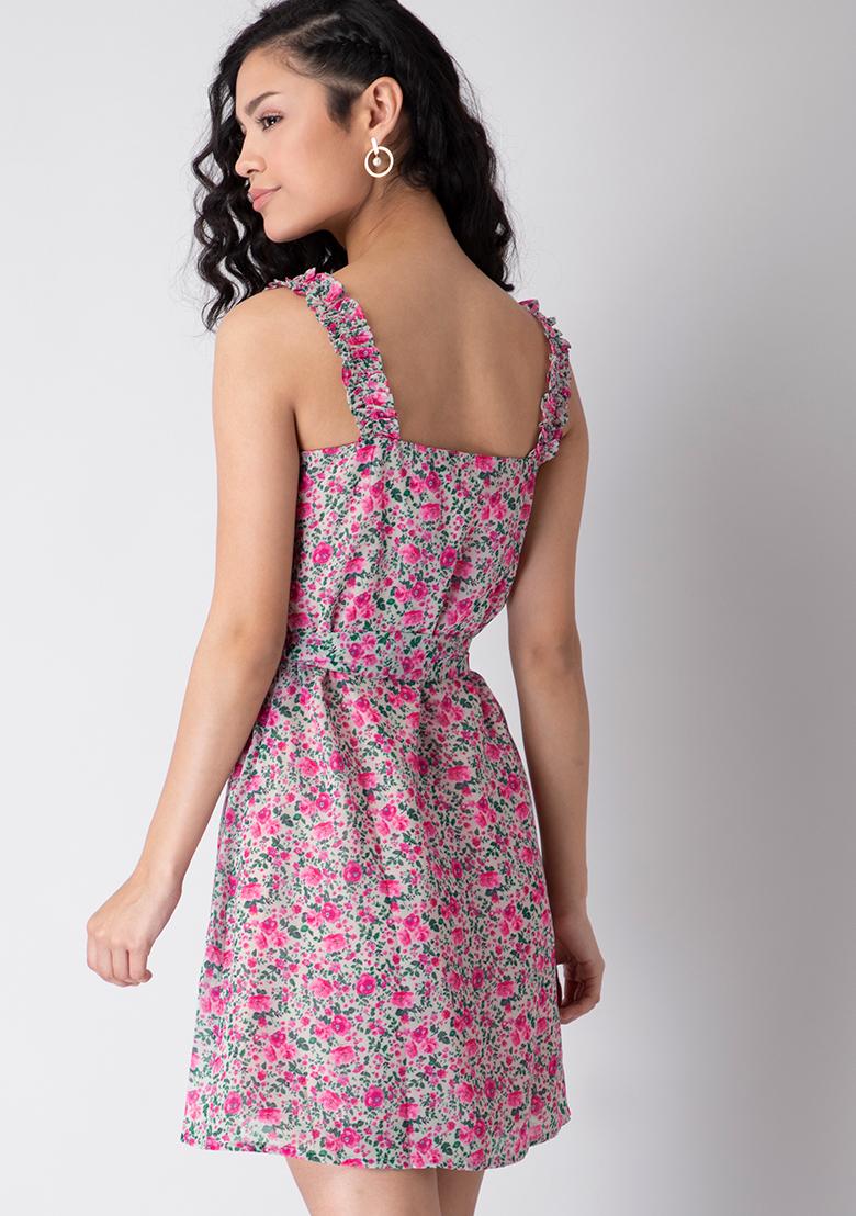 MADAME Beige offshoulder Floral Dress  Buy COLOR Beige Dress Online for   Glamly