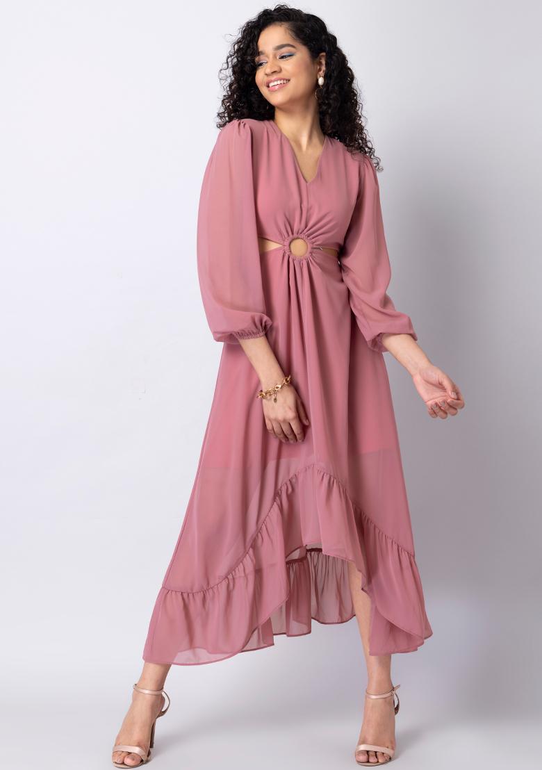 Buy Women Pink Cut Out High Low Maxi Dress - Fab-All-Ex-designers ...