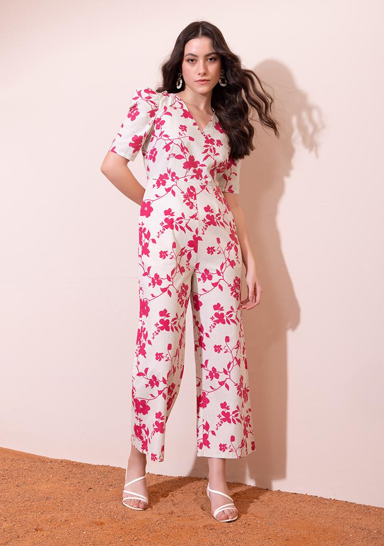 Buy FabAlley Black Floral Kimono Sleeve Belted Jumpsuit online