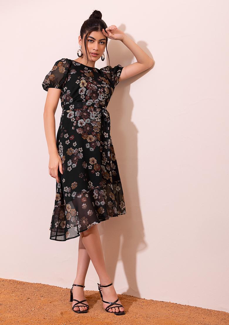 Buy online Black Floral Maxi Dress from western wear for Women by Omadam  for ₹499 at 75% off | 2024 Limeroad.com