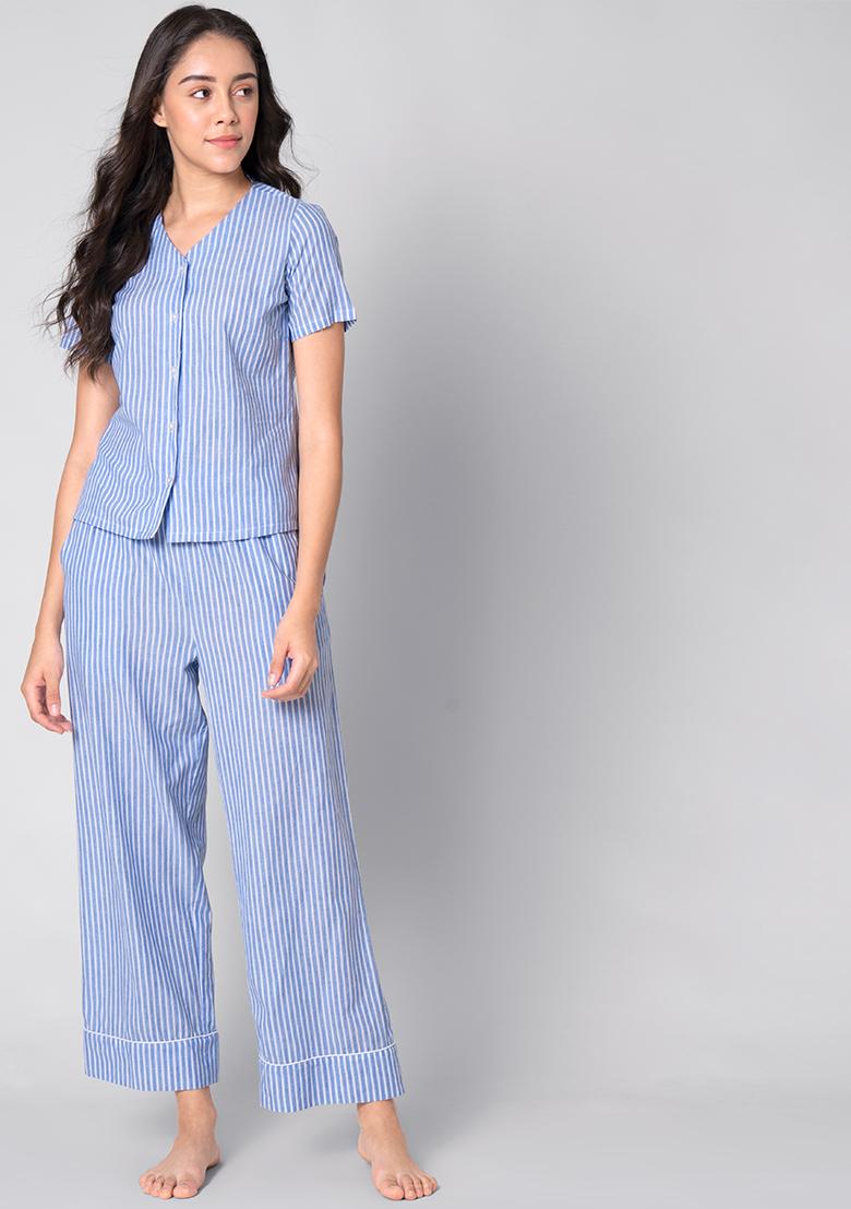 Striped pyjama set online women's