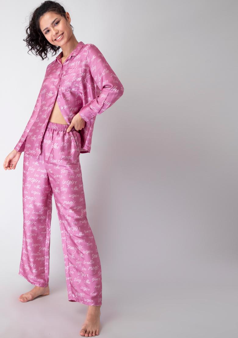 Silk pink pj online set