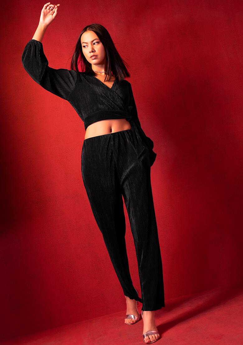 Athena VNeck Crop Top With Trousers CoOrds  Athena Lifestyle