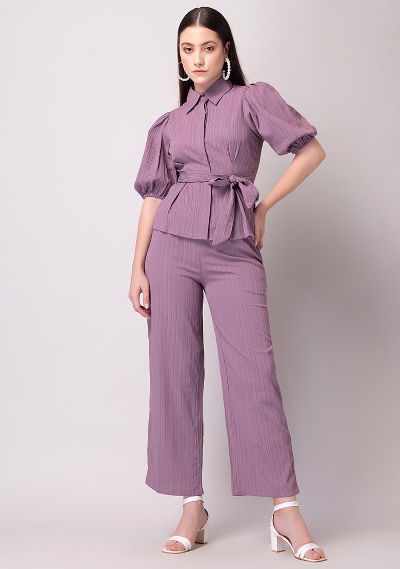 3PCS/Set Fashion 2021 New Purple Casual Crop Top Sling Vest Long Sleeved  Cardigan High Waist Wide Leg Pants Women'S Set