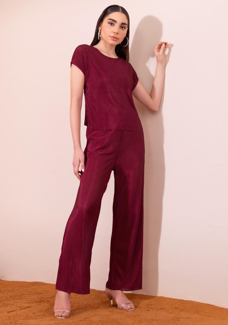 Styli Coord  Buy Styli Wrap Crop Top and Wide Leg Trouser CoOrd set of  2 Online  Nykaa Fashion
