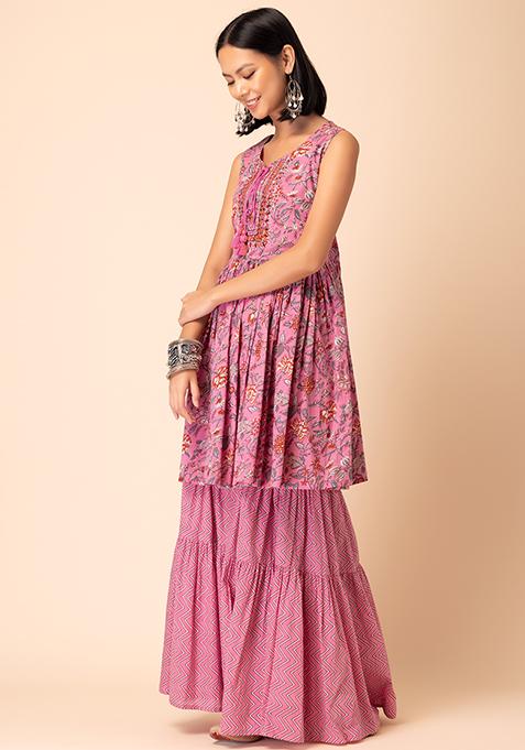 PINK DUPATTA GHARARA SET