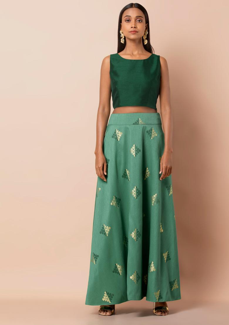 jade green maxi skirt