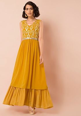 long yellow dress casual