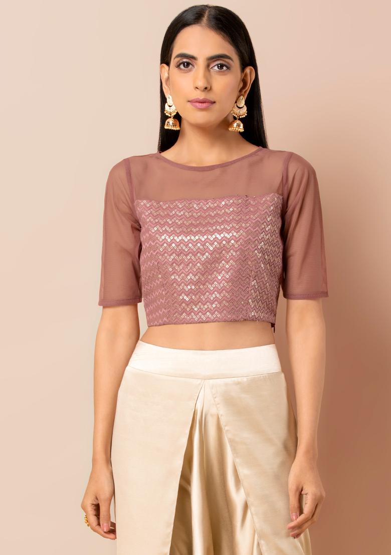 embroidered mesh crop top