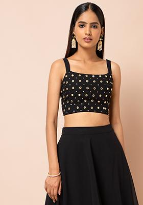 white crop top with black skirt