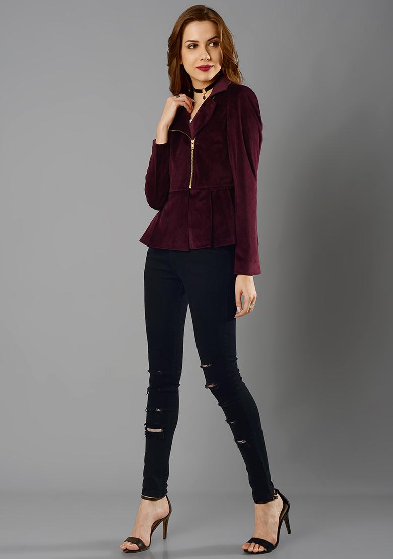 Leather Retail Long Winter Wear Velvet Jacket For Women