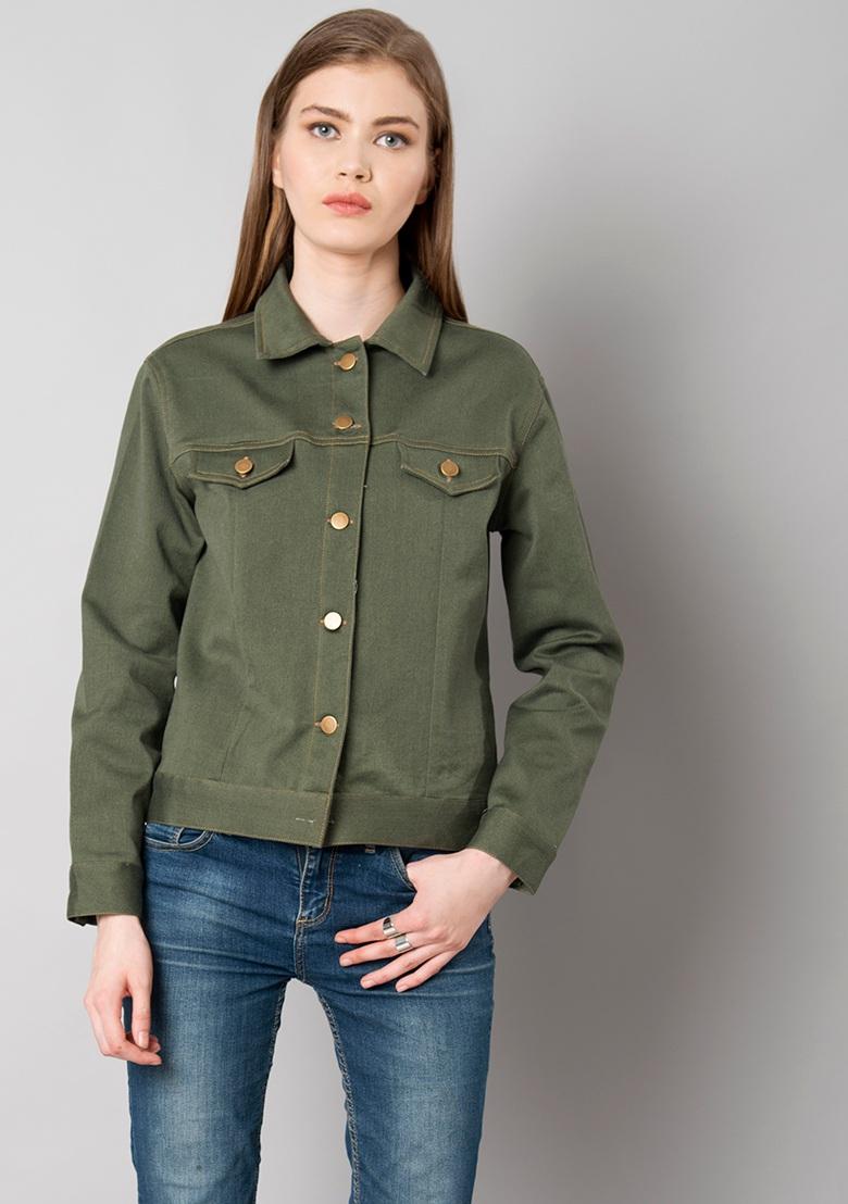 Jackets | Clorhing Threadz Military Denim Jacket - Khaki • Monmerywear