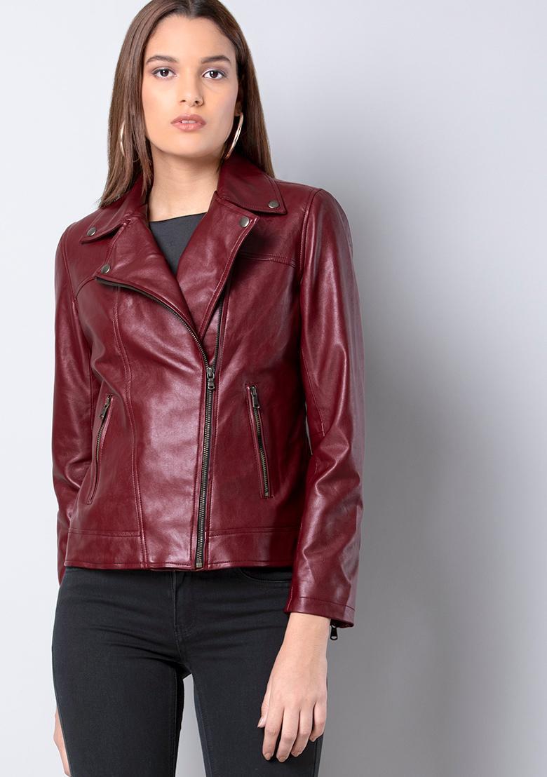 Men's Long Cherry Burgundy Leather Jacket Coat - Elegant Statement Piece |  Free Shipping Included