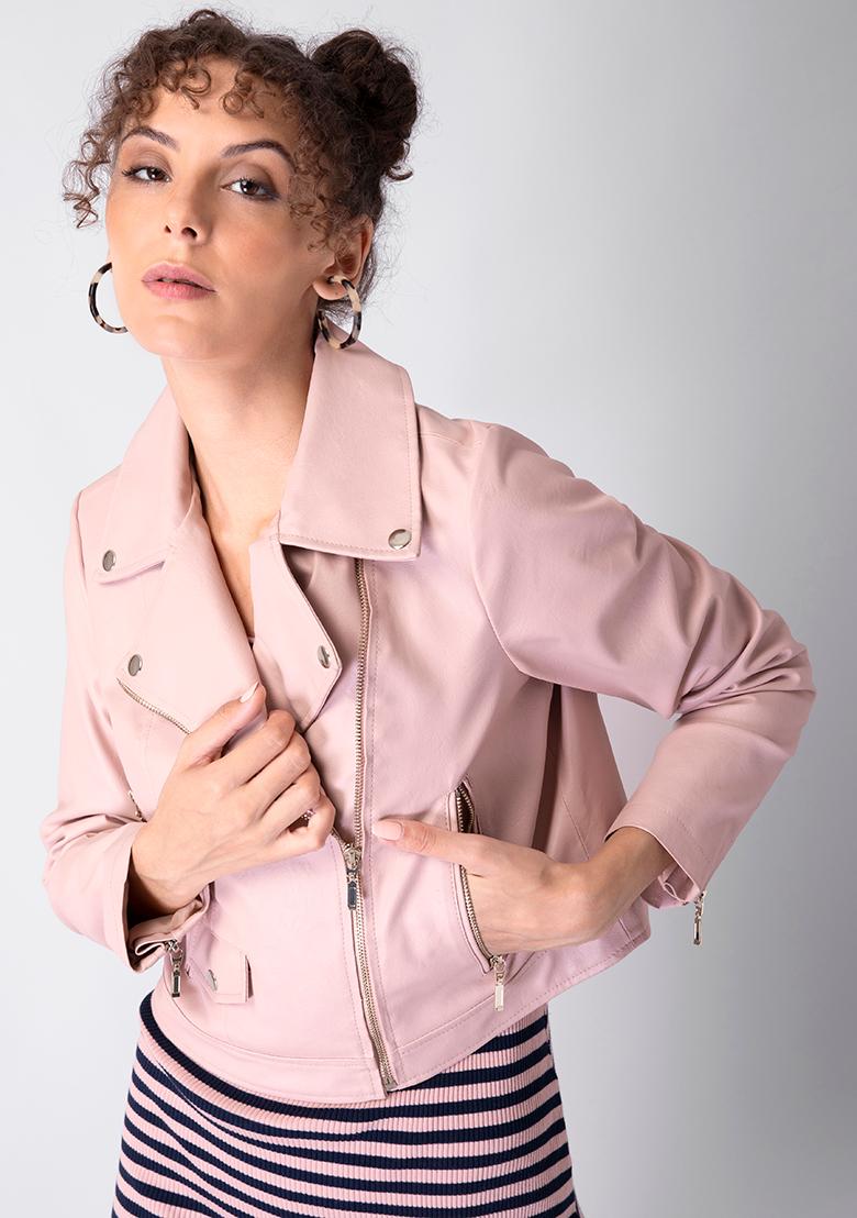 pink leather shirt