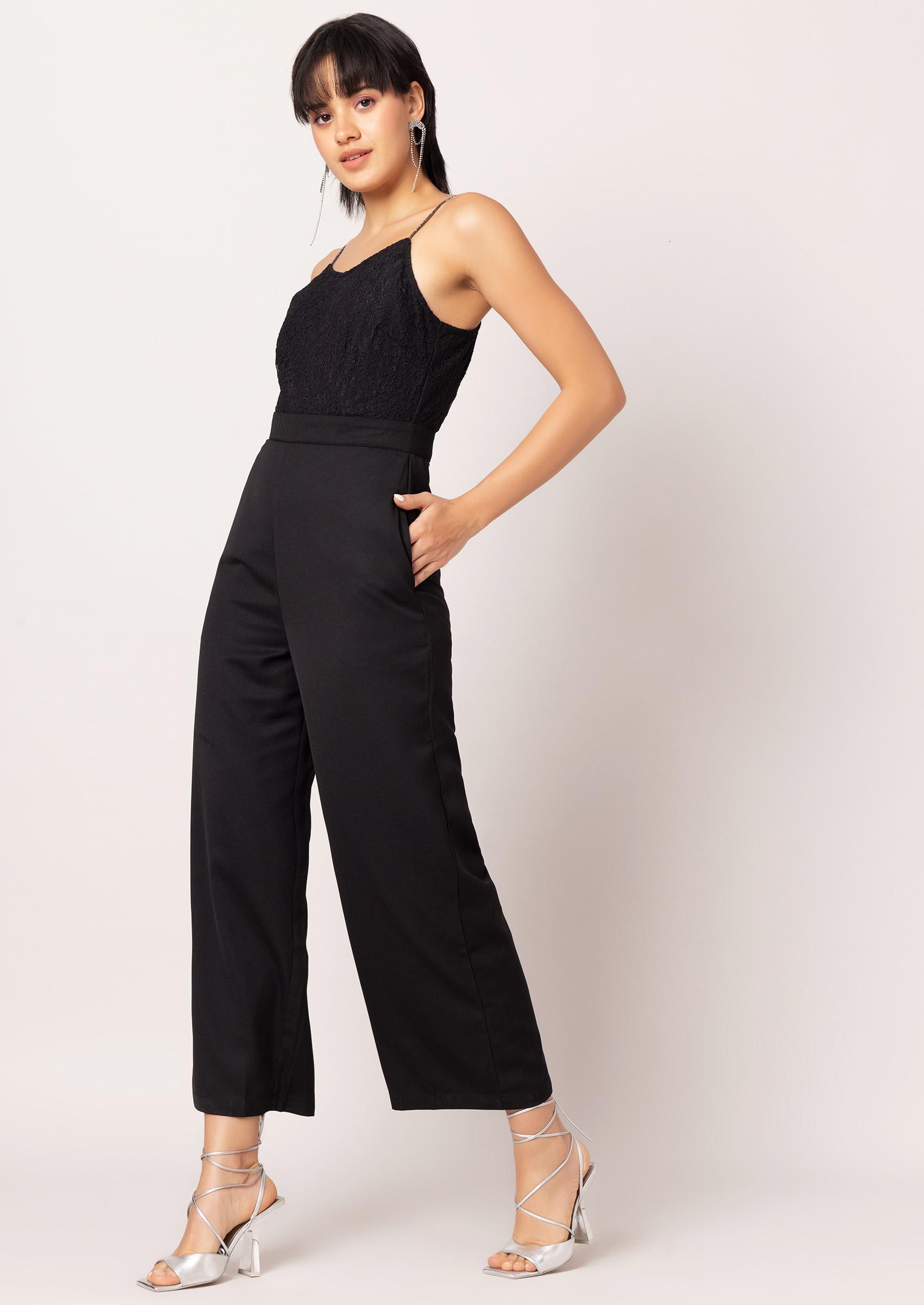 Buy Women Black Embellished Strappy Jumpsuit - Wrap Dresses Online India -  FabAlley