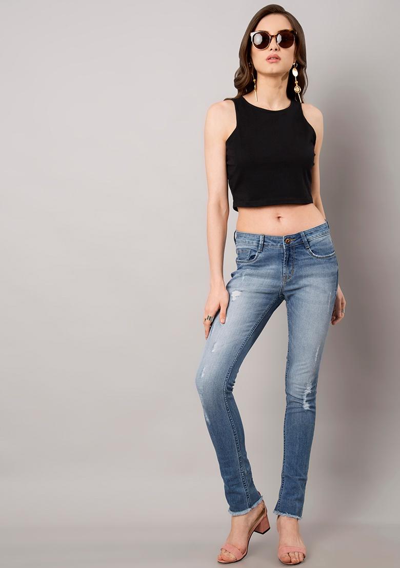 frayed top jeans