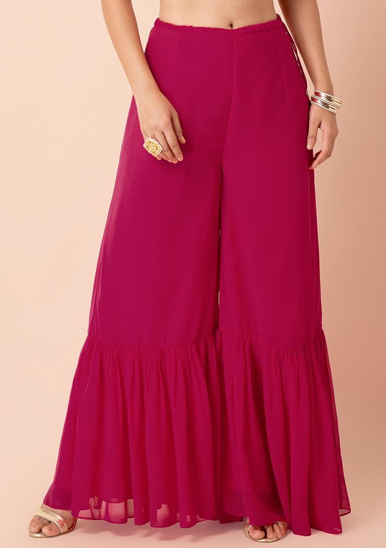 hot pink tiered ruffle skirt