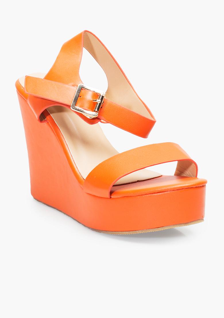 Orange best sale wedge sandals