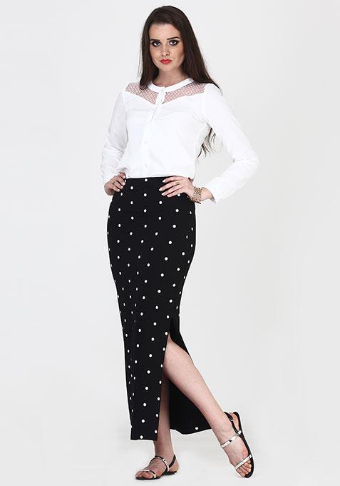  Side  Cut  Maxi Skirt  Polka Online Women s Maxi Skirts  