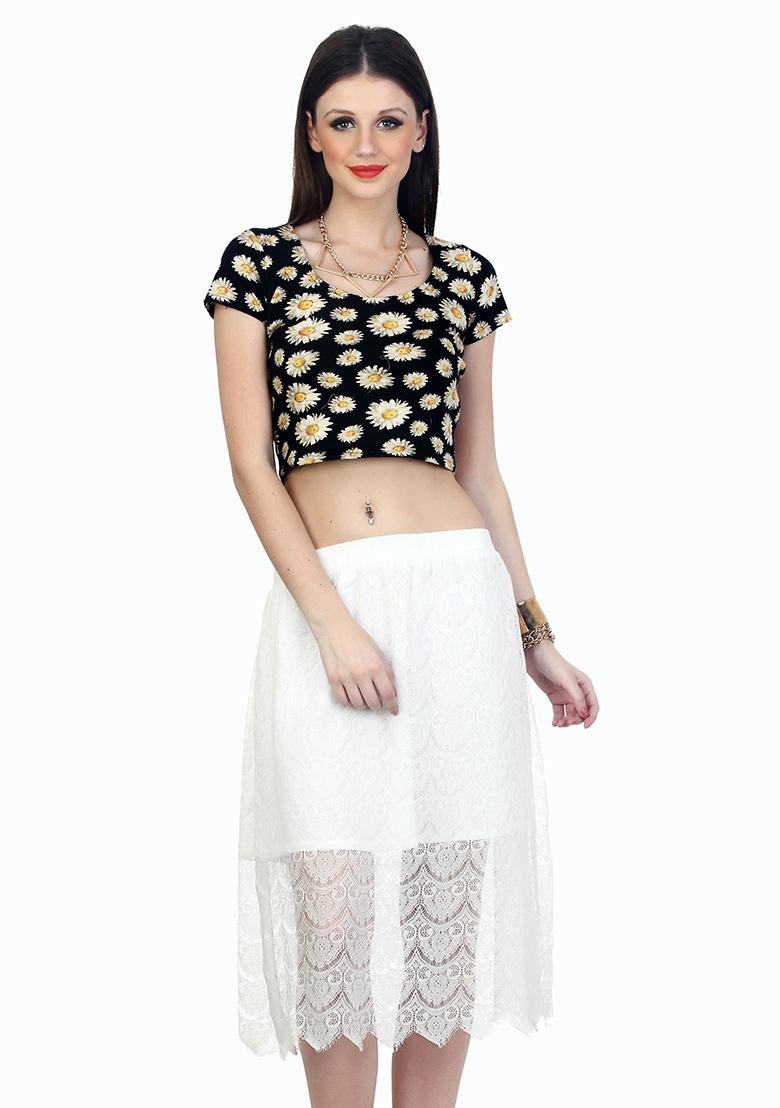 Buy FabAlley Women Black  White Striped Paperbag Waist Midi Skirt  Skirts  for Women 2348549  Myntra