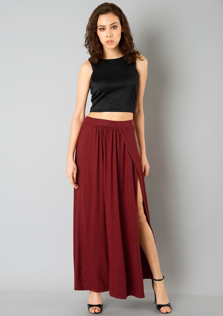 red jersey maxi skirt