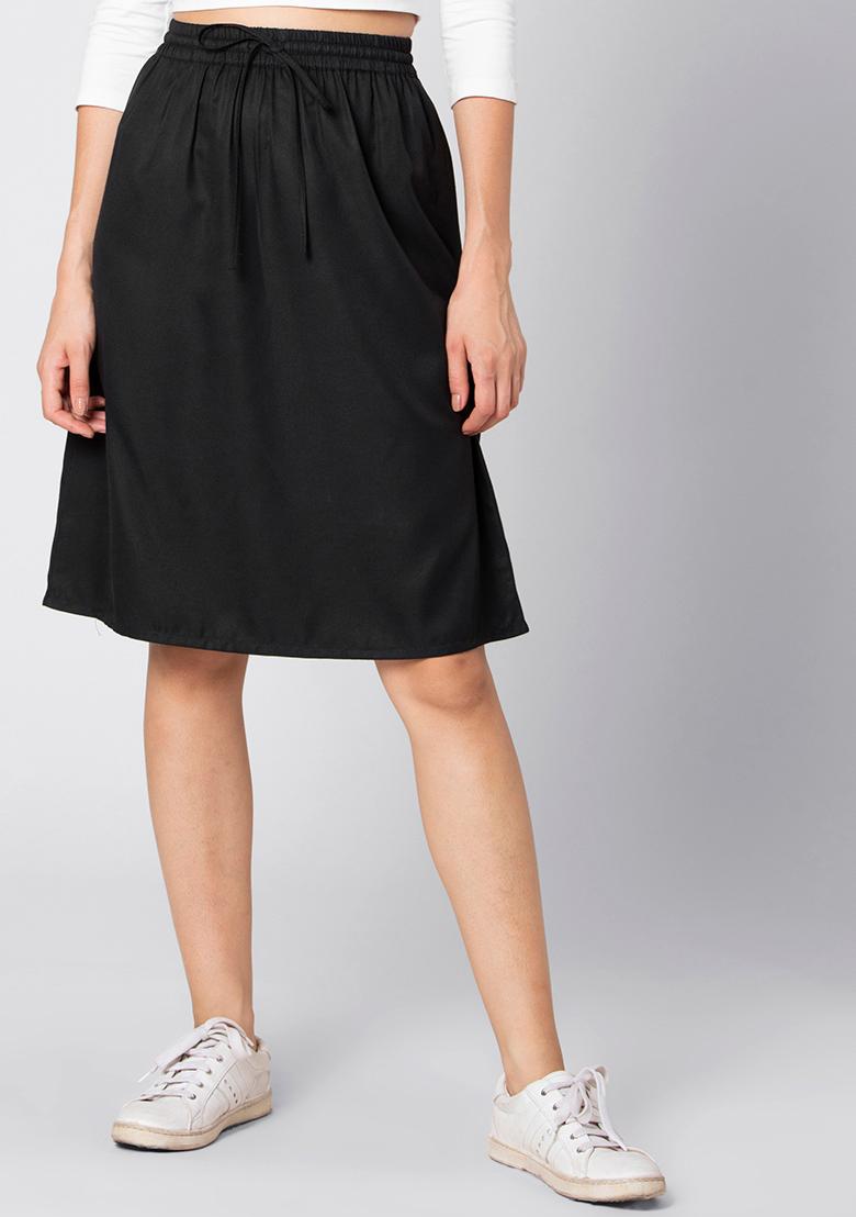 cheap black knee length skirts