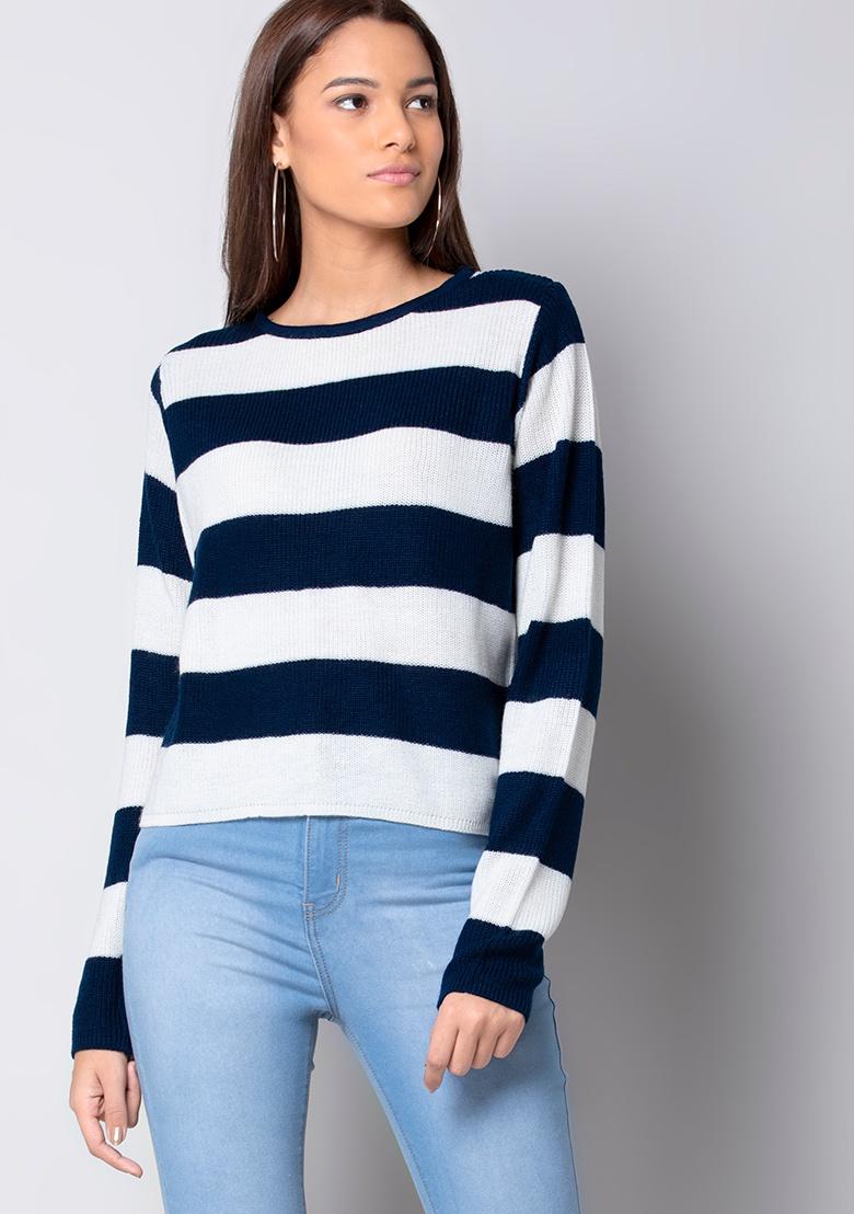 navy striped sweatshirt