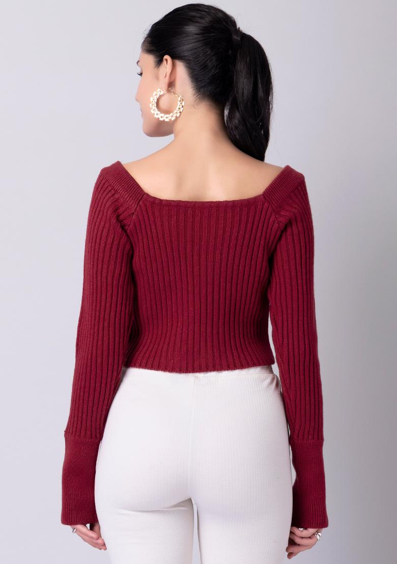 red square neck sweater