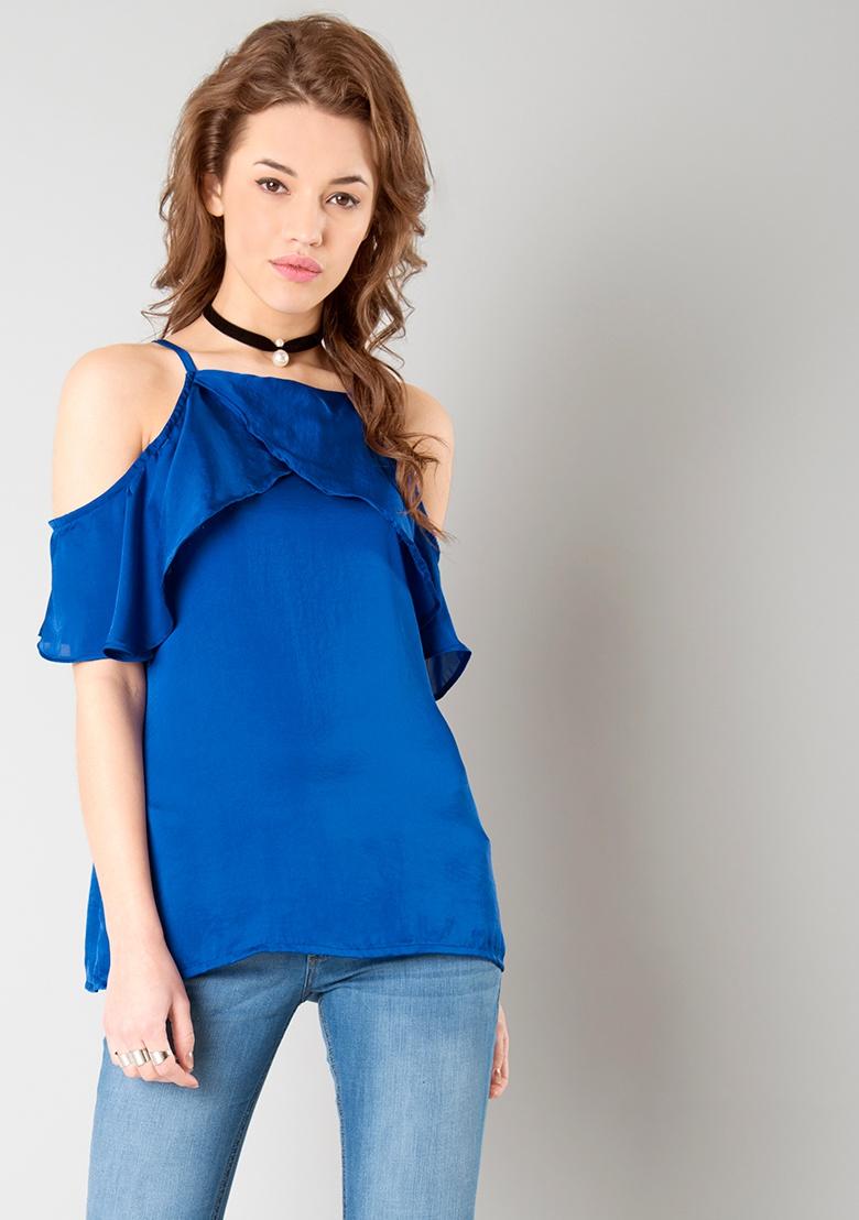 Buy IT'S ELEMENTAL NAVY COLD SHOULDER TOP for Women Online in India