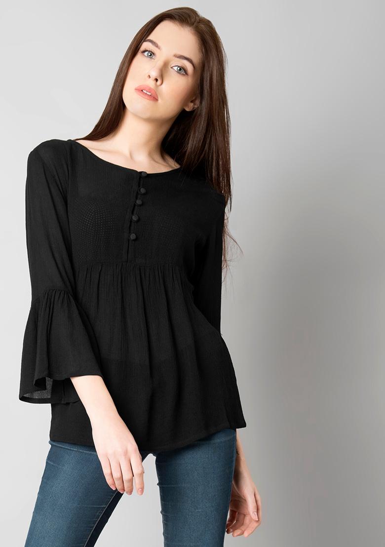 black peasant top