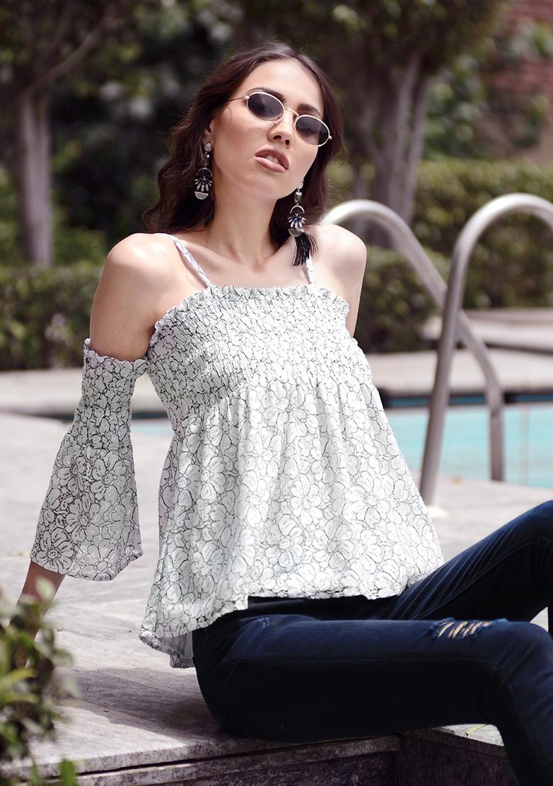 smocked bodice top