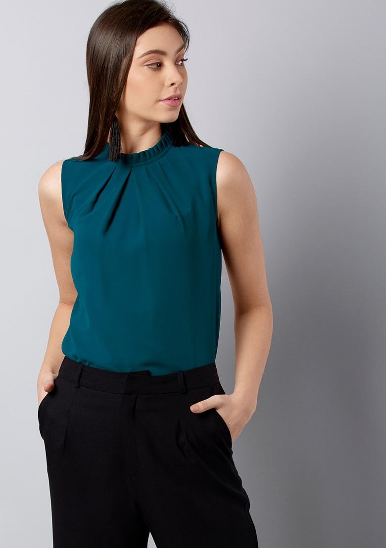 teal green blouse