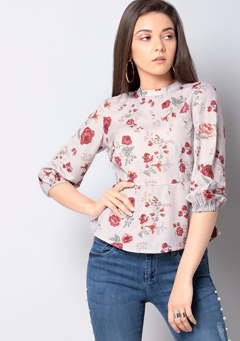 high neck peplum top