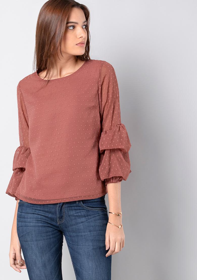 pink ruffle sleeve top