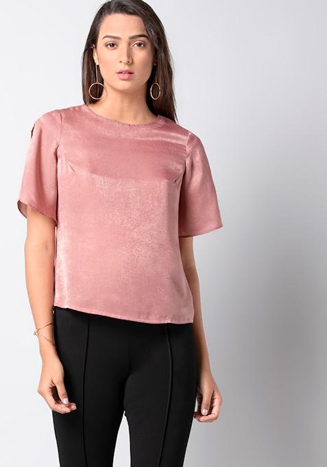 satin bell sleeve top