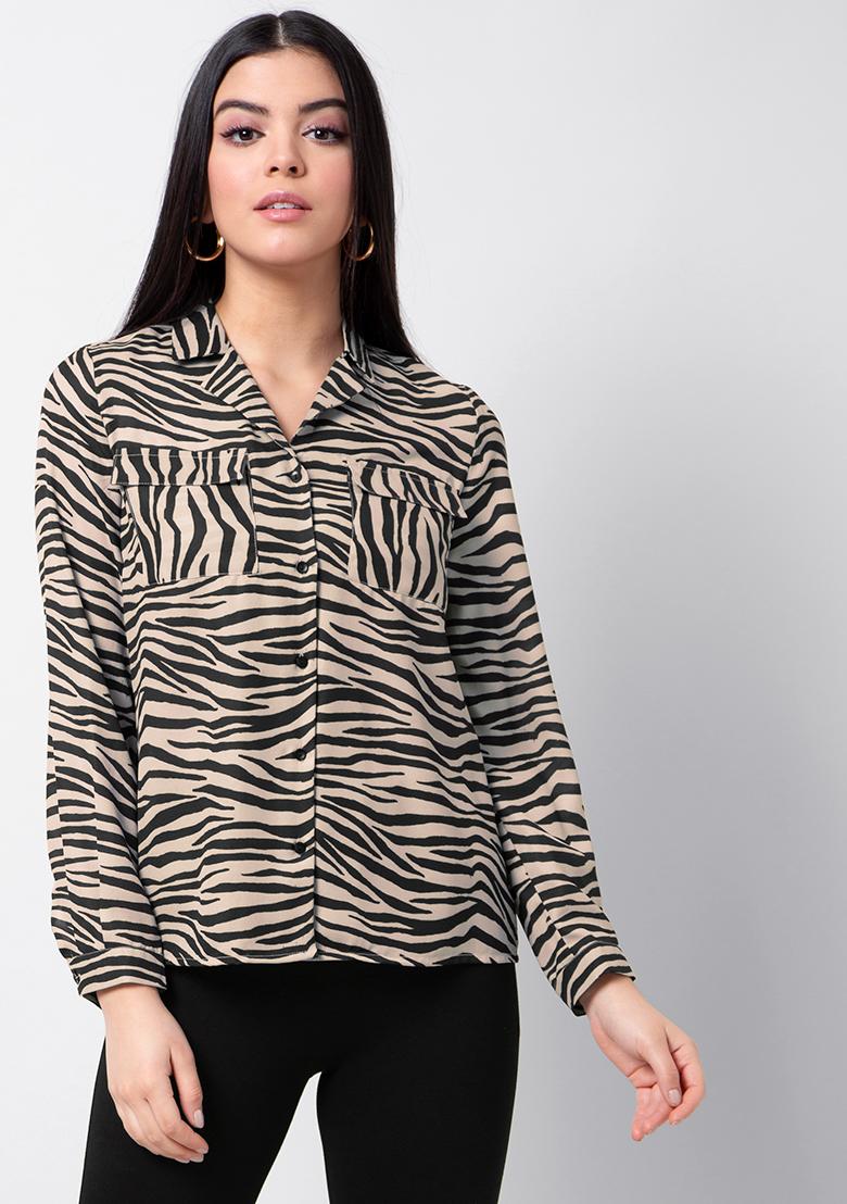 animal print long shirt