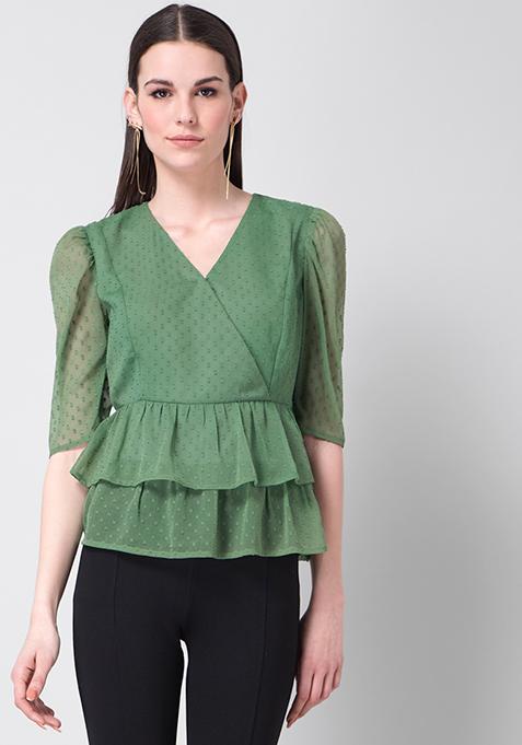 green peplum shirt