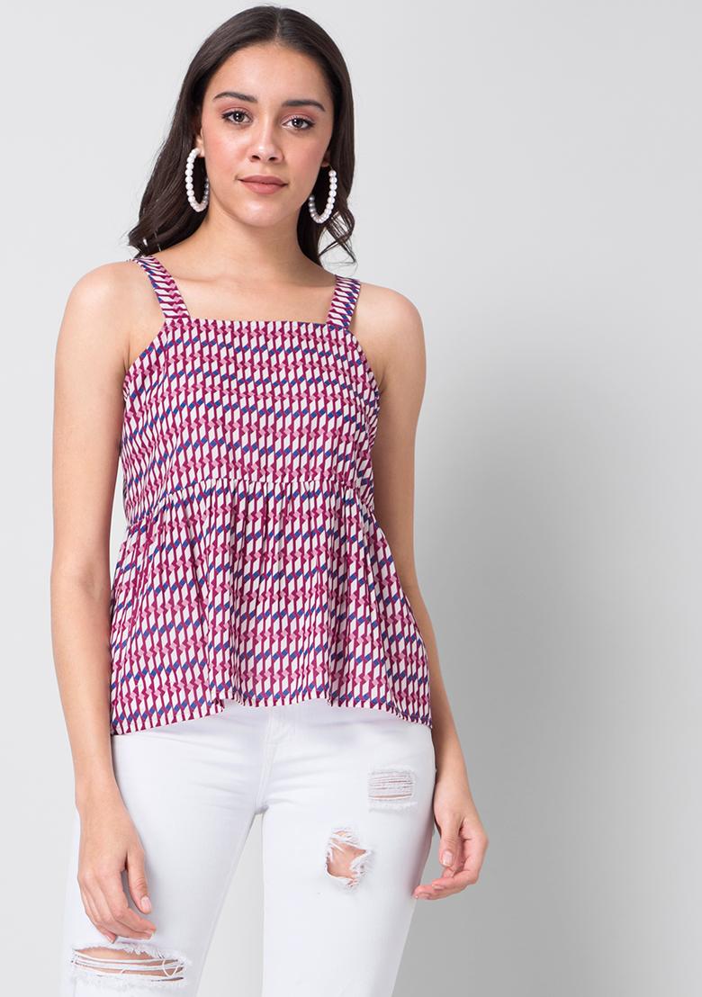 Buy Women Maroon White Geo Cami Top - Beach Wear Online India